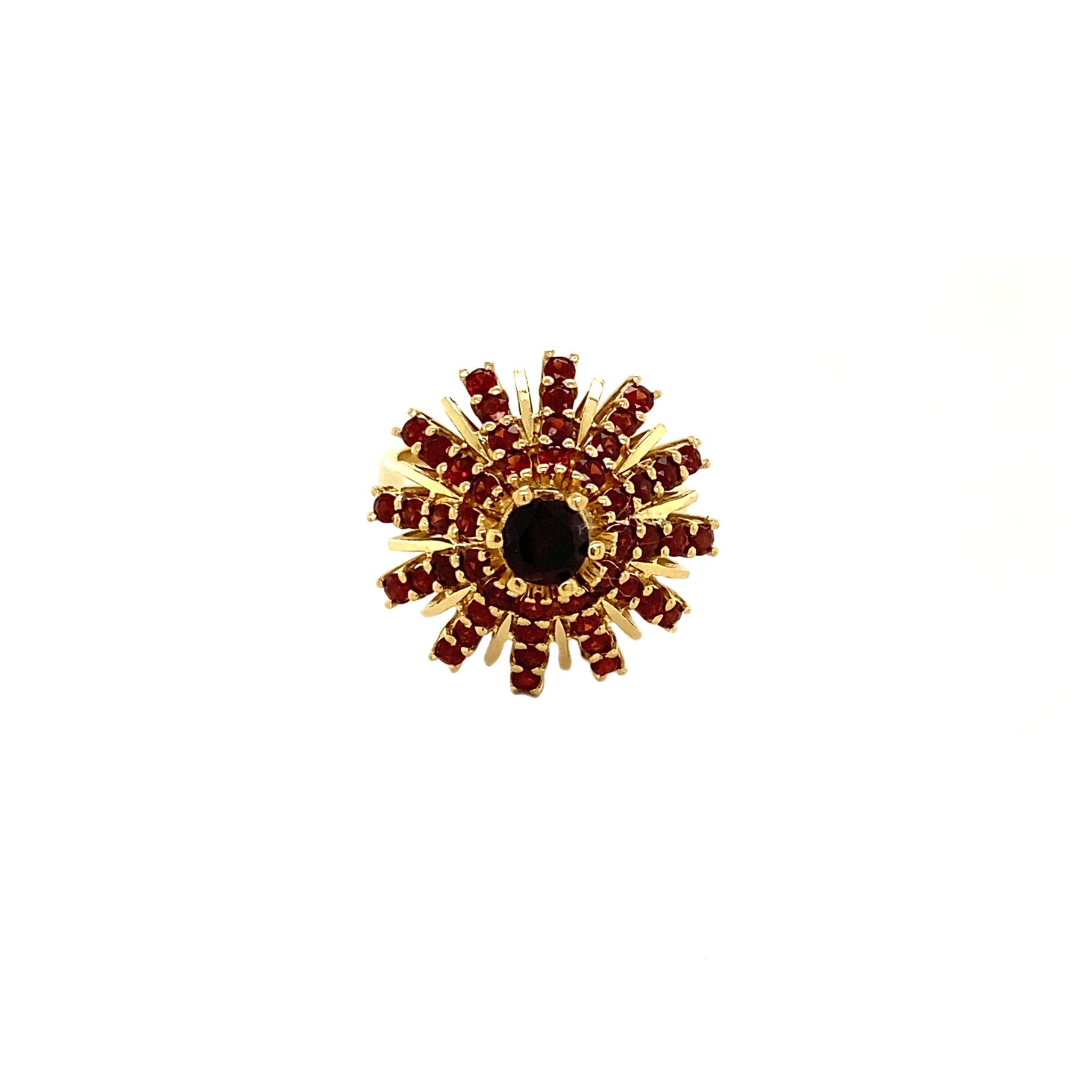 Vintage 14K Gold Cluster Ring with Garnet